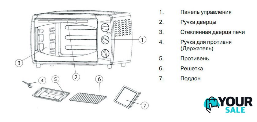 Мини-печь Mystery MOT-3323 - Изображение №3 — Интернет-магазин Your Sale