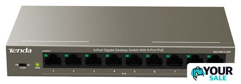 Неуправляемый коммутатор Tenda TEG1109P-8-102W - Изображение №1 — Интернет-магазин Your Sale