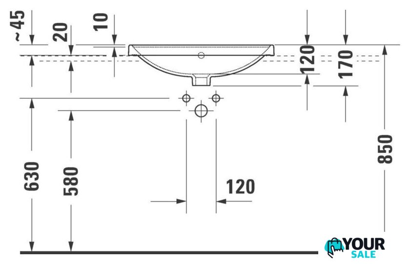 Умывальник Duravit D-Neo 0357600027 - Изображение №4 — Интернет-магазин Your Sale