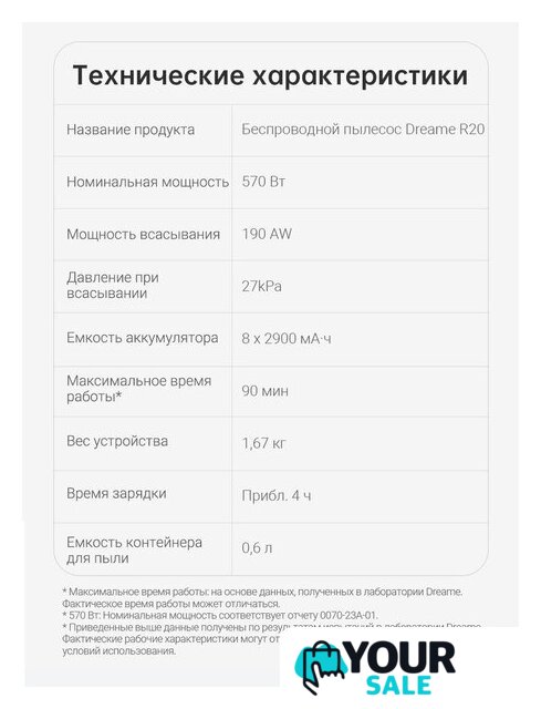 Пылесос Dreame R20 Cordless Vacuum Cleaner VTV97A - Изображение №39 — Интернет-магазин Your Sale