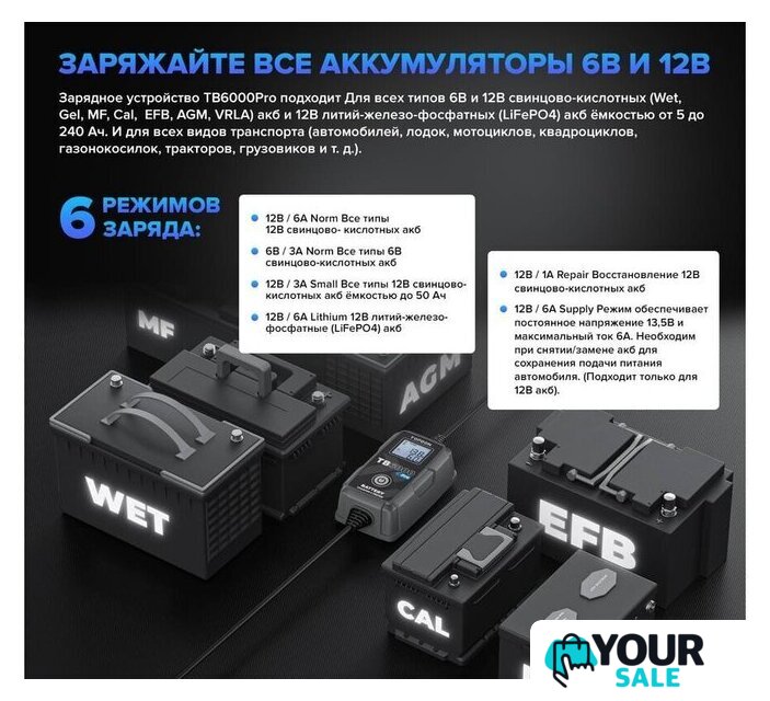 Зарядное устройство Topdon TB6000Pro - Изображение №4 — Интернет-магазин Your Sale