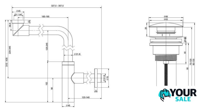 Сифон Wellsee Drainage System 182124003 (сифон, донный клапан, хром) - Изображение №6 — Интернет-магазин Your Sale