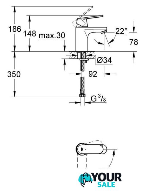 Смеситель Grohe Eurosmart Cosmopolitan [2337600E] - Изображение №2 — Интернет-магазин Your Sale