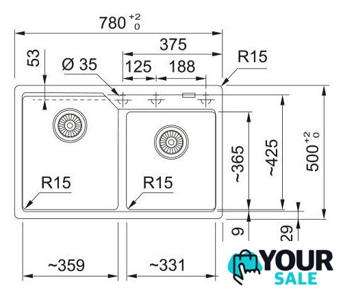 Кухонная мойка Franke Urban UBG 620-36-33 114.0741.212 (оникс) - Изображение №3 — Интернет-магазин Your Sale