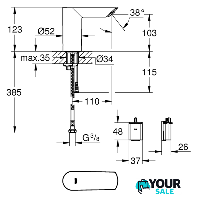 Смеситель Grohe Bau Cosmopolitan E 36452000 - Изображение №2 — Интернет-магазин Your Sale
