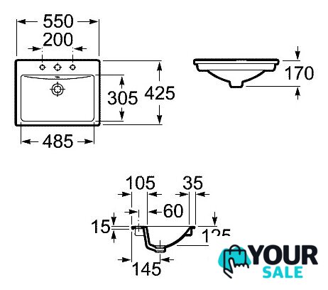 Умывальник Roca Diverta 55x42 [32711600Y] - Изображение №4 — Интернет-магазин Your Sale