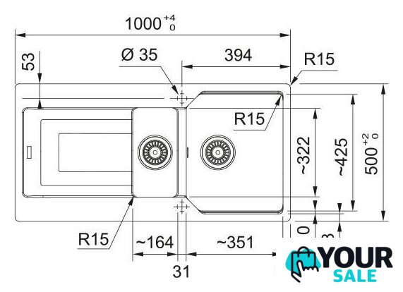 Кухонная мойка Franke Urban UBG 651-100 114.0741.215 (оникс) - Изображение №3 — Интернет-магазин Your Sale