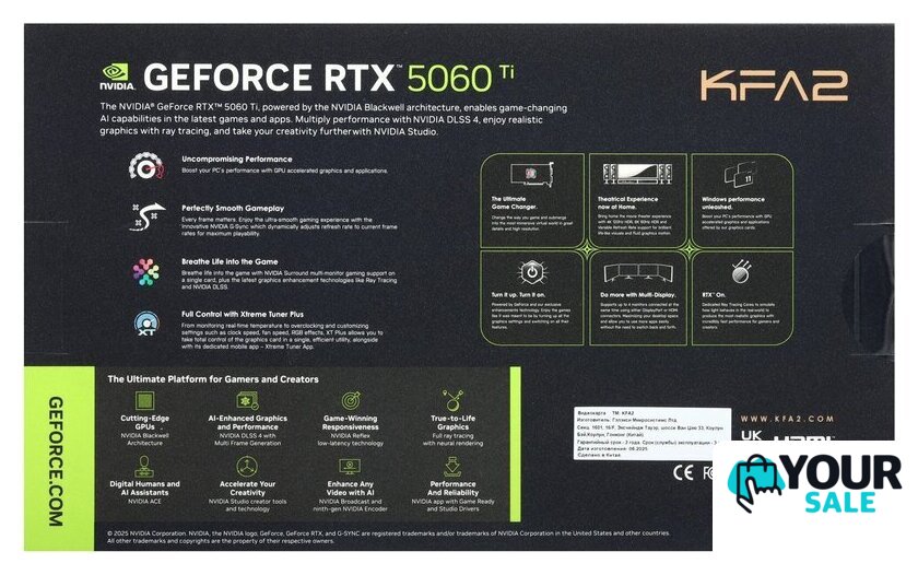 Видеокарта KFA2 GeForce RTX 5060 Ti C-Series OC 8GB 56ISN8MDABCK - Изображение №8 — Интернет-магазин Your Sale