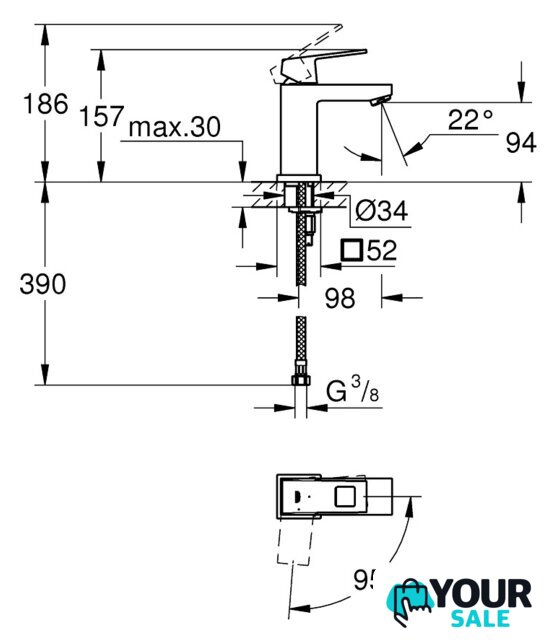 Смеситель Grohe Eurocube S-Size [2339200E] - Изображение №4 — Интернет-магазин Your Sale