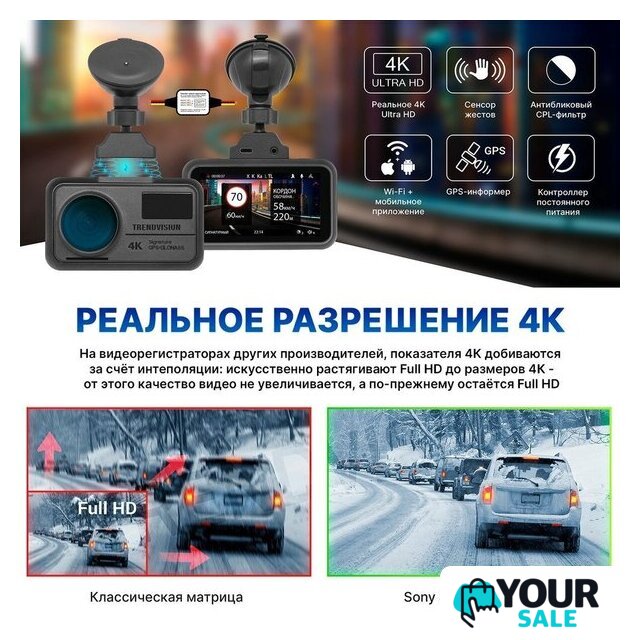 Видеорегистратор-GPS информатор (2в1) TrendVision TDR-725 Real 4K Max - Изображение №3 — Интернет-магазин Your Sale