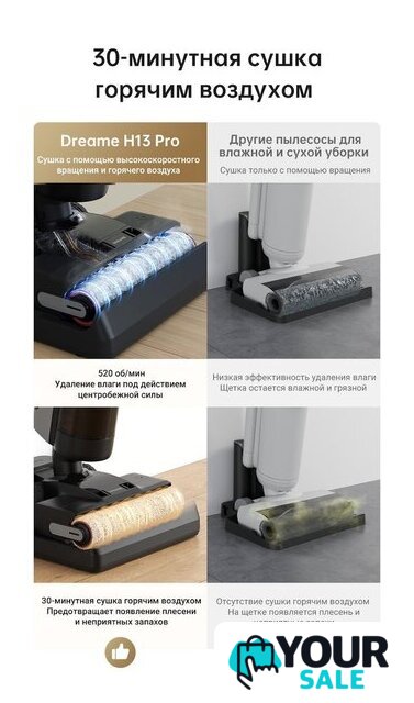 Вертикальный моющий пылесос Dreame H13 Pro Wet and Dry Vacuum (международная версия) - Изображение №22 — Интернет-магазин Your Sale