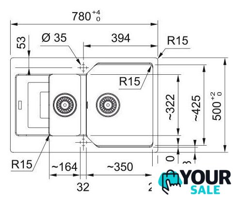 Кухонная мойка Franke Urban UBG 651-78 114.0741.213 (оникс) - Изображение №3 — Интернет-магазин Your Sale