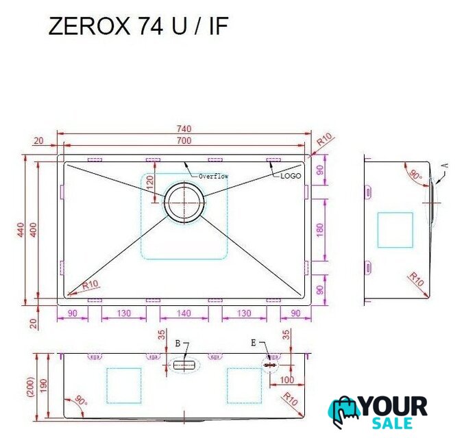 Кухонная мойка ZorG Zerox 74 U / IF Zurinox PVD Gunblack - Изображение №4 — Интернет-магазин Your Sale