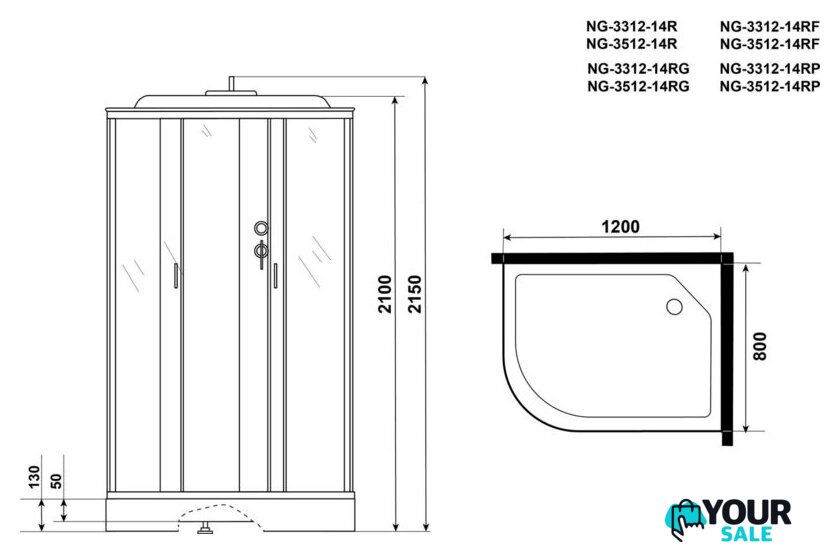 Душевая кабина Niagara NG-3512-14RF 120x80 - Изображение №3 — Интернет-магазин Your Sale