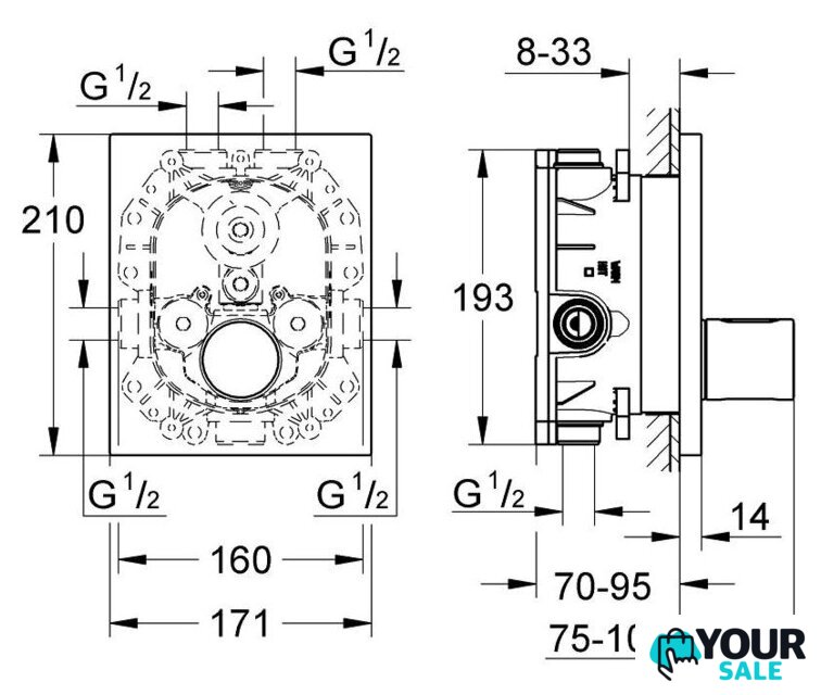 Смеситель без скрытого механизма Grohe Grohtherm F 27619000 - Изображение №4 — Интернет-магазин Your Sale