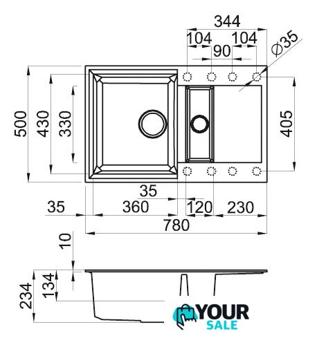 Кухонная мойка Elleci Easy 325 Tortora G43 - Изображение №2 — Интернет-магазин Your Sale