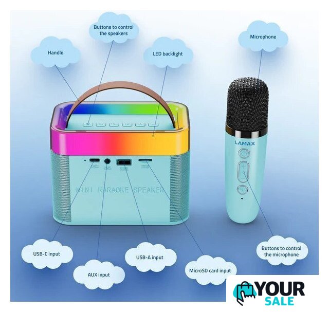 Беспроводная колонка Lamax KaraokeKid1 (голубой) - Изображение №2 — Интернет-магазин Your Sale