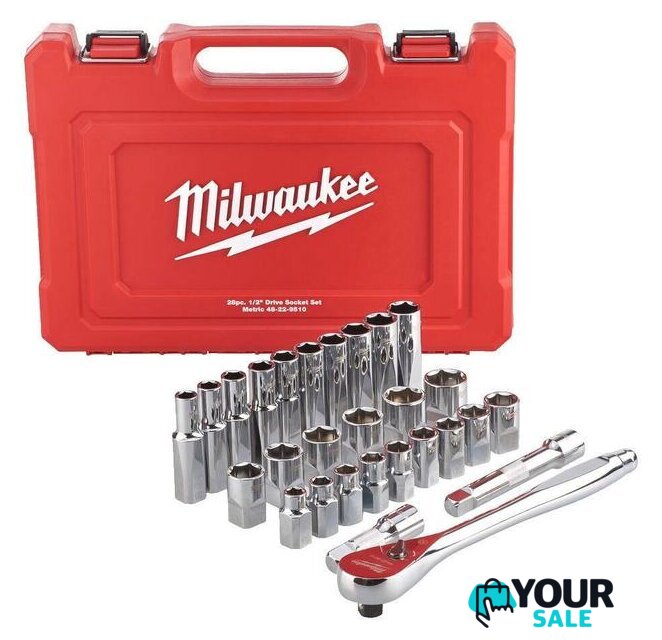 Набор трещотка с головками Milwaukee 4932471864 (28 предметов) - Изображение №2 — Интернет-магазин Your Sale