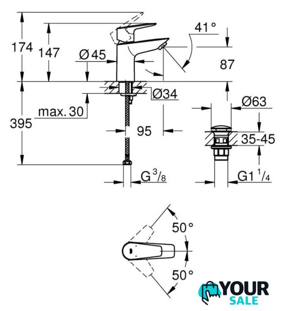 Смеситель Grohe Bauedge 23896001 - Изображение №5 — Интернет-магазин Your Sale