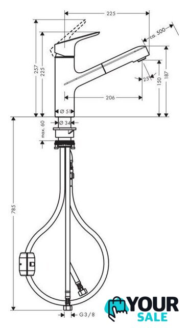 Смеситель Hansgrohe Focus M43 71842000 (хром) - Изображение №4 — Интернет-магазин Your Sale