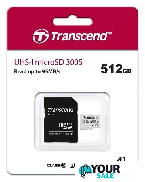 Карта памяти Transcend microSDXC 300S 512GB (с адаптером) - Изображение №3 — Интернет-магазин Your Sale