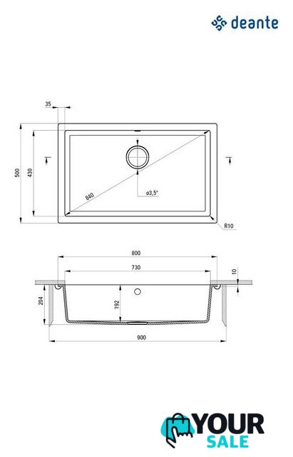 Кухонная мойка Deante Corda ZQA_A10D - Изображение №2 — Интернет-магазин Your Sale