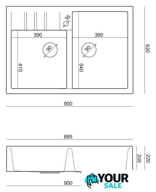 Кухонная мойка Quadron HCQB9062U1_PVDG1 - Изображение №4 — Интернет-магазин Your Sale