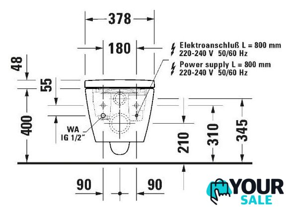 Унитаз подвесной Duravit SensoWash Starck f Plus 650000012004320 - Изображение №3 — Интернет-магазин Your Sale