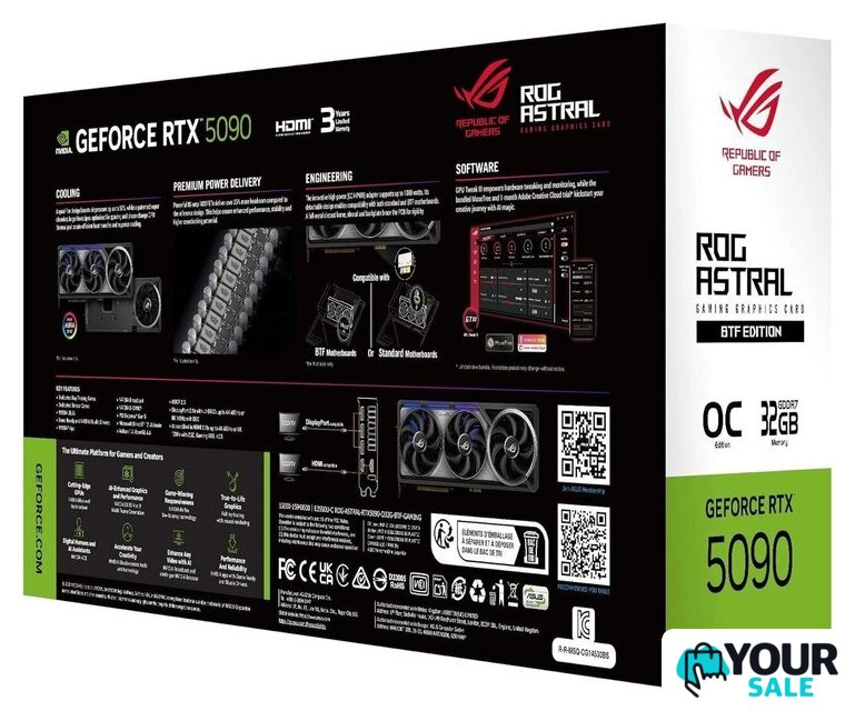 Видеокарта ASUS ROG Astral GeForce RTX 5090 32GB GDDR7 BTF OC Edition ROG-ASTRAL-RTX5090-O32G-BTF-GAMING - Изображение №8 — Интернет-магазин Your Sale
