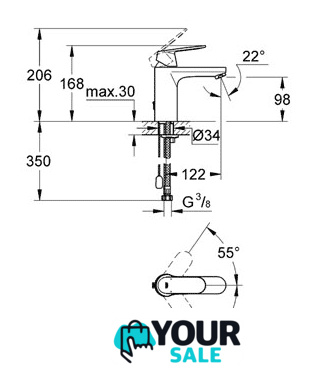 Смеситель Grohe Eurosmart Cosmopolitan 23326000 - Изображение №2 — Интернет-магазин Your Sale