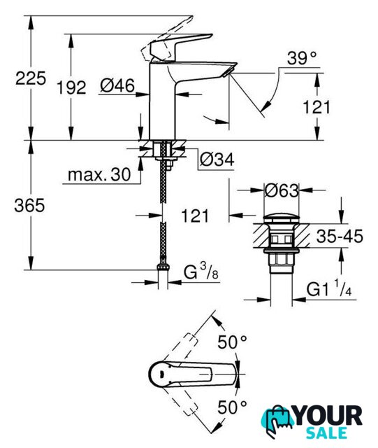 Смеситель Grohe Start M 242042432 - Изображение №4 — Интернет-магазин Your Sale
