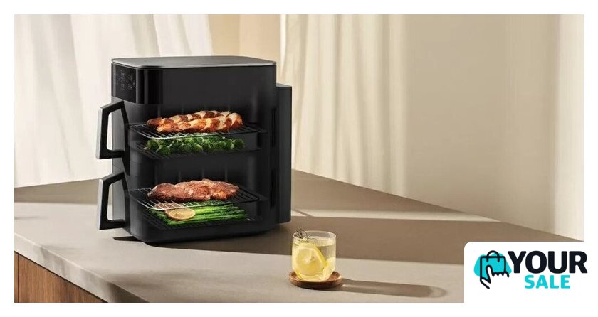 Аэрогриль (аэрофритюрница) Xiaomi Smart Double Stack Air Fryer 12L MAF-DS1201 (евровилка, черный) - Изображение №4 — Интернет-магазин Your Sale