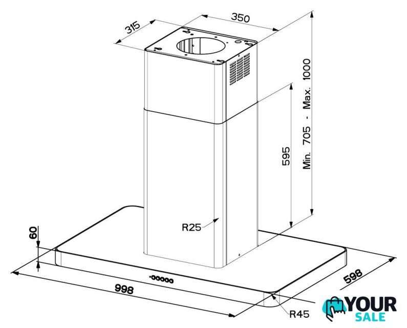 Кухонная вытяжка Faber T-Light Isola EV8P X A100 - Изображение №2 — Интернет-магазин Your Sale