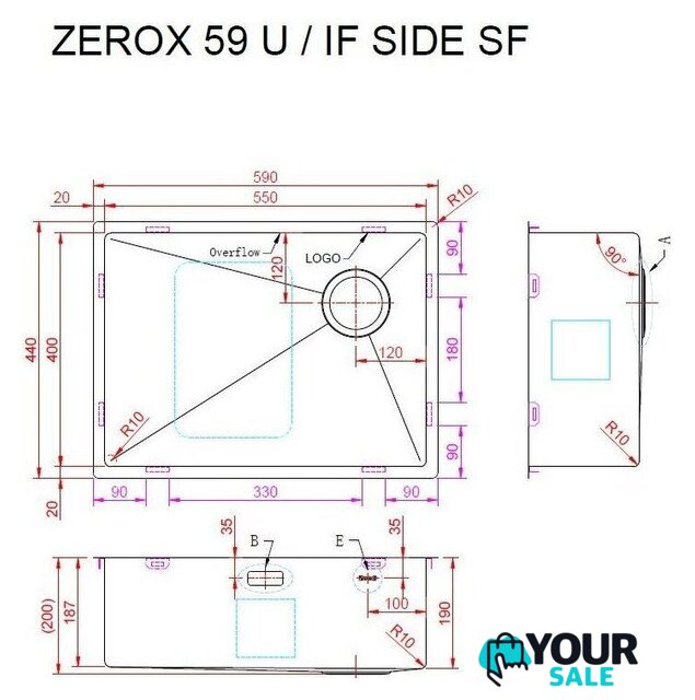 Кухонная мойка ZorG Zerox 59 U / IF Side SF Steel - Изображение №4 — Интернет-магазин Your Sale