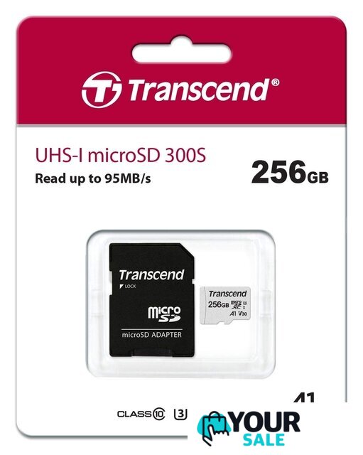 Карта памяти Transcend microSDXC 300S 256GB (с адаптером) - Изображение №3 — Интернет-магазин Your Sale