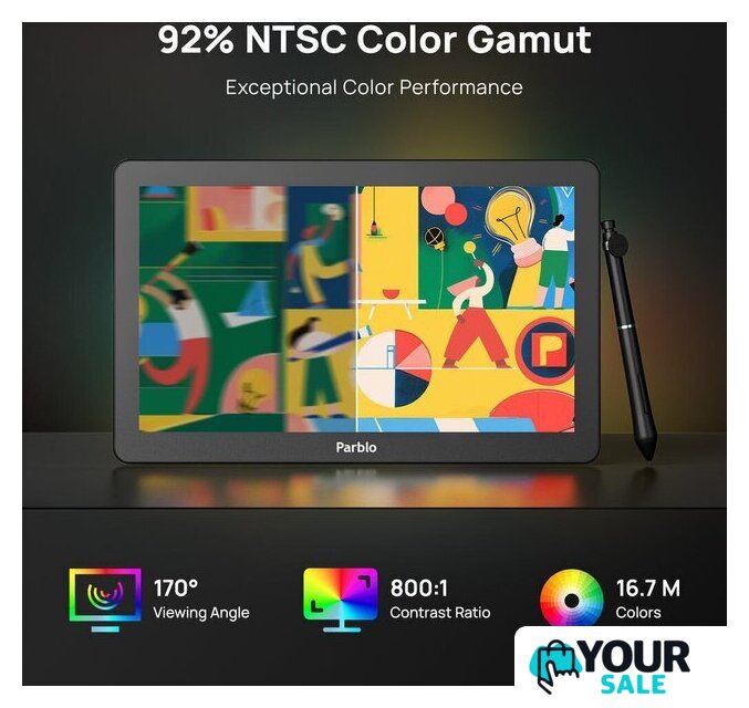 Графический монитор Parblo Coast 16 Pro Gen2 (черный) - Изображение №4 — Интернет-магазин Your Sale