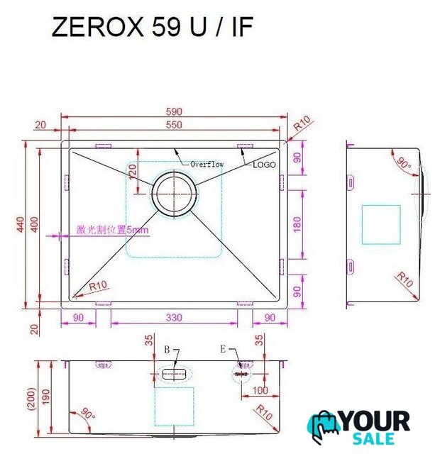 Кухонная мойка ZorG Zerox 59 U / IF Zurinox Steel - Изображение №4 — Интернет-магазин Your Sale