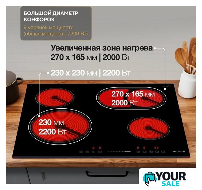 Варочная панель Hyundai HHE 6673 BG - Изображение №3 — Интернет-магазин Your Sale
