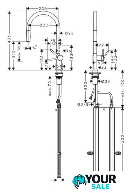 Смеситель Hansgrohe Talis M54 72801000 - Изображение №7 — Интернет-магазин Your Sale