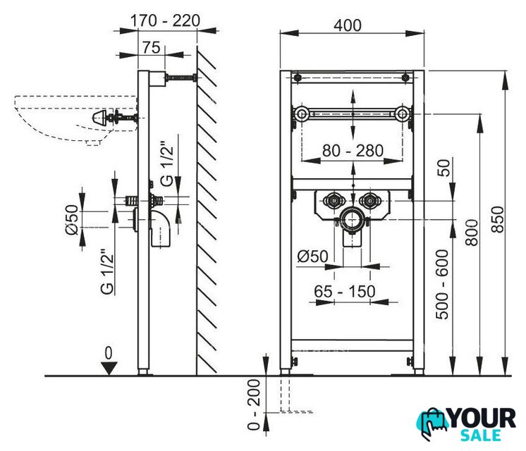 Инсталляция для раковины Alcaplast A104/850 - Изображение №2 — Интернет-магазин Your Sale