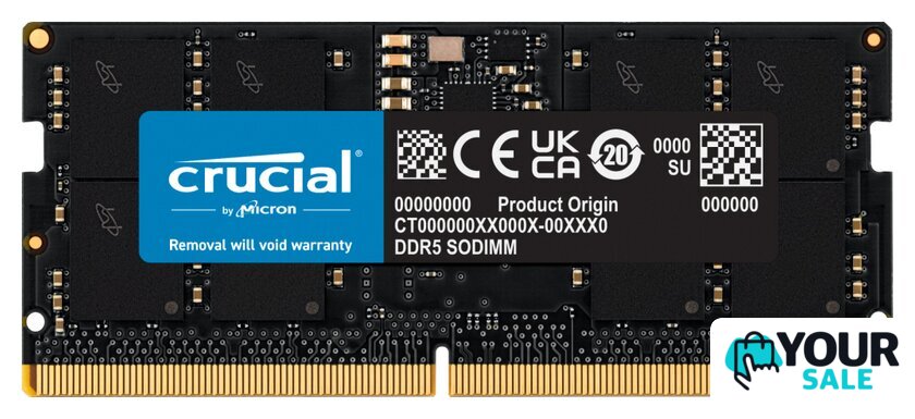 Оперативная память Crucial 16ГБ DDR5 SODIMM 4800 МГц CT16G48C40S5 - Изображение №1 — Интернет-магазин Your Sale
