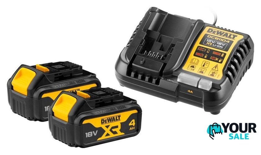 Аккумулятор с зарядным устройством DeWalt DCB1104M2 (18В/2x4 Ач) - Изображение №1 — Интернет-магазин Your Sale