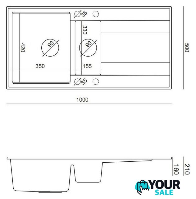 Кухонная мойка Quadron HQE5510050U5_PVDG1_P2O - Изображение №7 — Интернет-магазин Your Sale