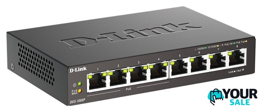 Неуправляемый коммутатор D-Link DGS-1008P/F3A - Изображение №2 — Интернет-магазин Your Sale