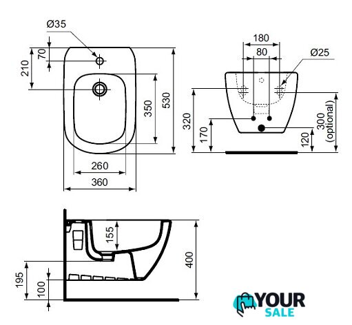 Биде Ideal Standard Tesi T355201 - Изображение №2 — Интернет-магазин Your Sale