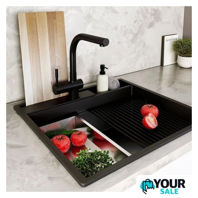 Кухонная мойка Globalo Silvano 60.1 Black/BL Mat - Изображение №2 — Интернет-магазин Your Sale
