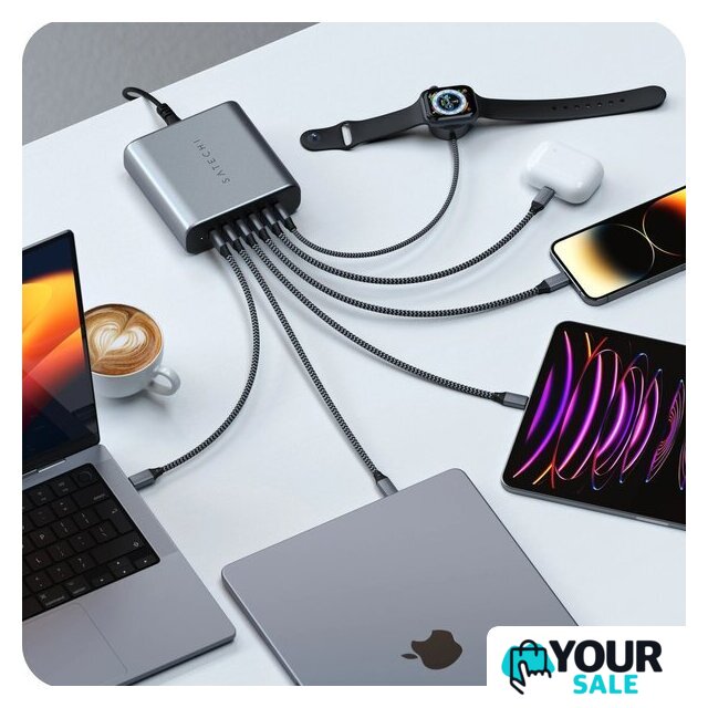 Сетевое зарядное Satechi 200W USB-C 6-Port GaN Charger ST-C200GM-EU - Изображение №5 — Интернет-магазин Your Sale