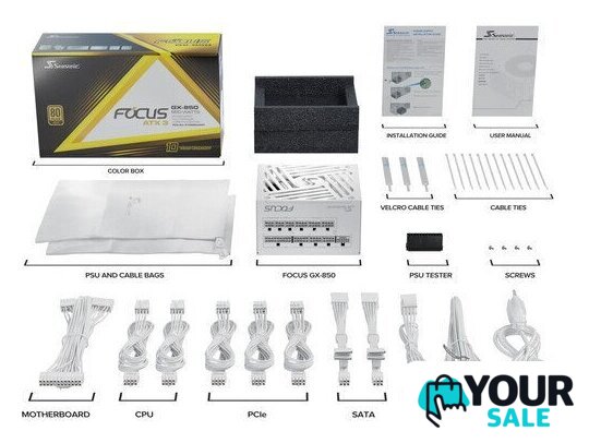 Блок питания Seasonic Focus GX-850 White ATX 3.1 2024 SRP-FGX851-A5A32SF-W - Изображение №5 — Интернет-магазин Your Sale