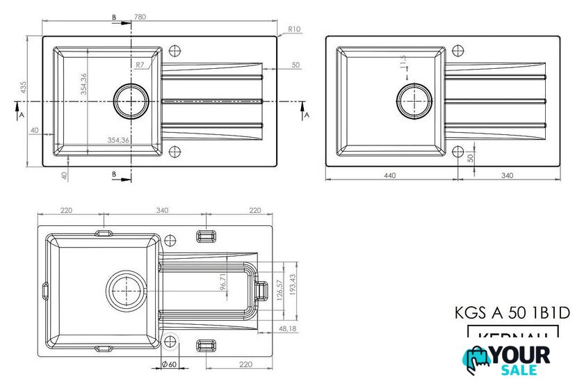 Кухонная мойка Kernau KGS A 50 1B1D Graphite - Изображение №2 — Интернет-магазин Your Sale