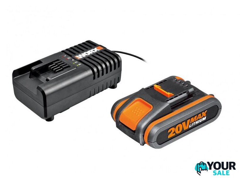 Аккумулятор с зарядным устройством Worx WA3880+WA3551.1 (20В/2.0 Ah + 14.4-20В) - Изображение №1 — Интернет-магазин Your Sale